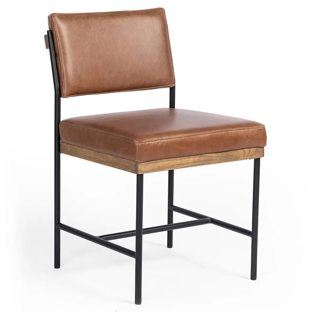 Ellie Dining Chair - Brown, Leather