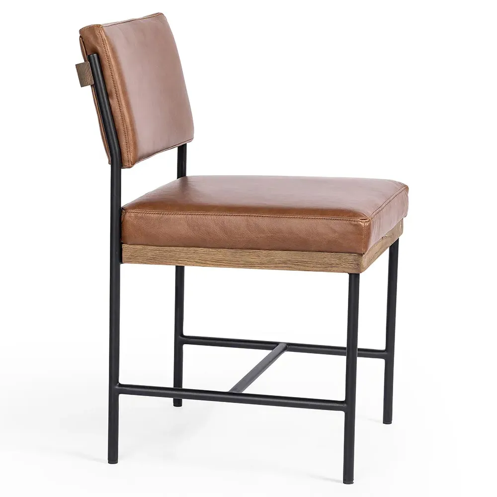 Ellie Dining Chair - Brown, Leather