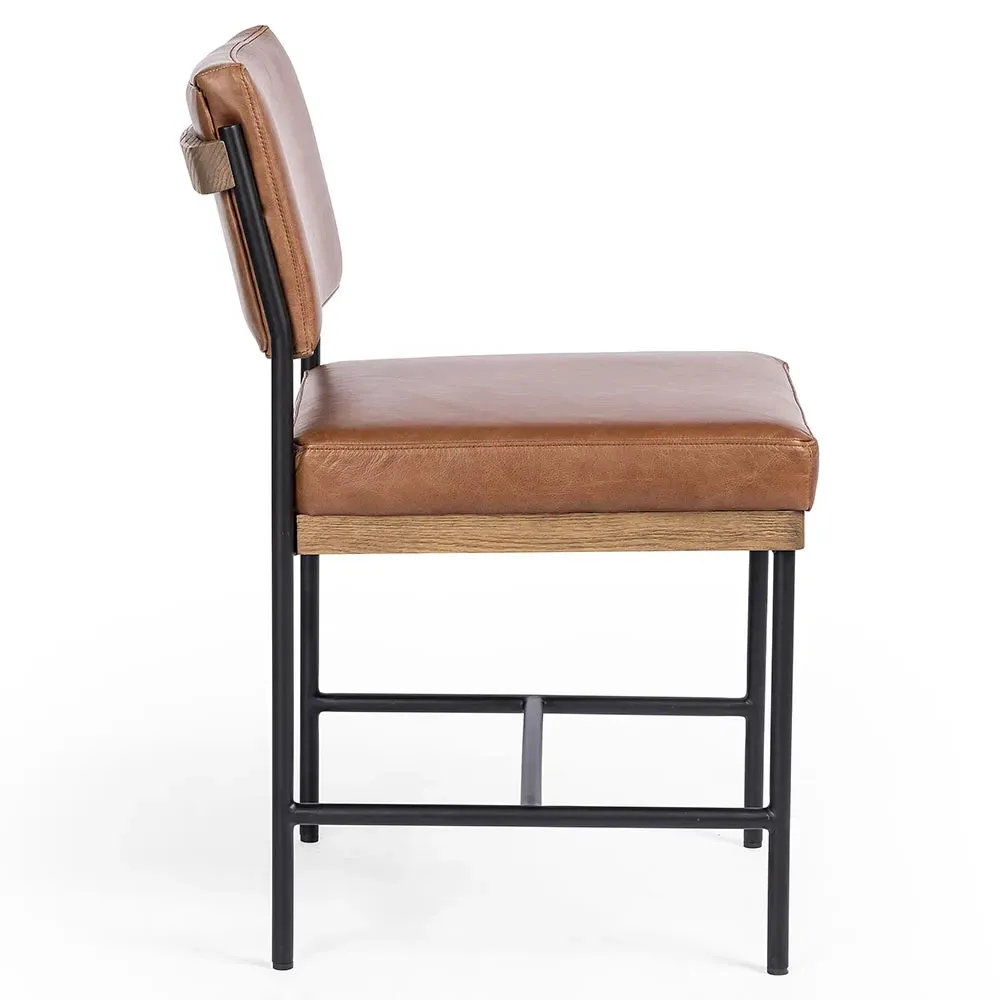 Ellie Dining Chair - Brown, Leather