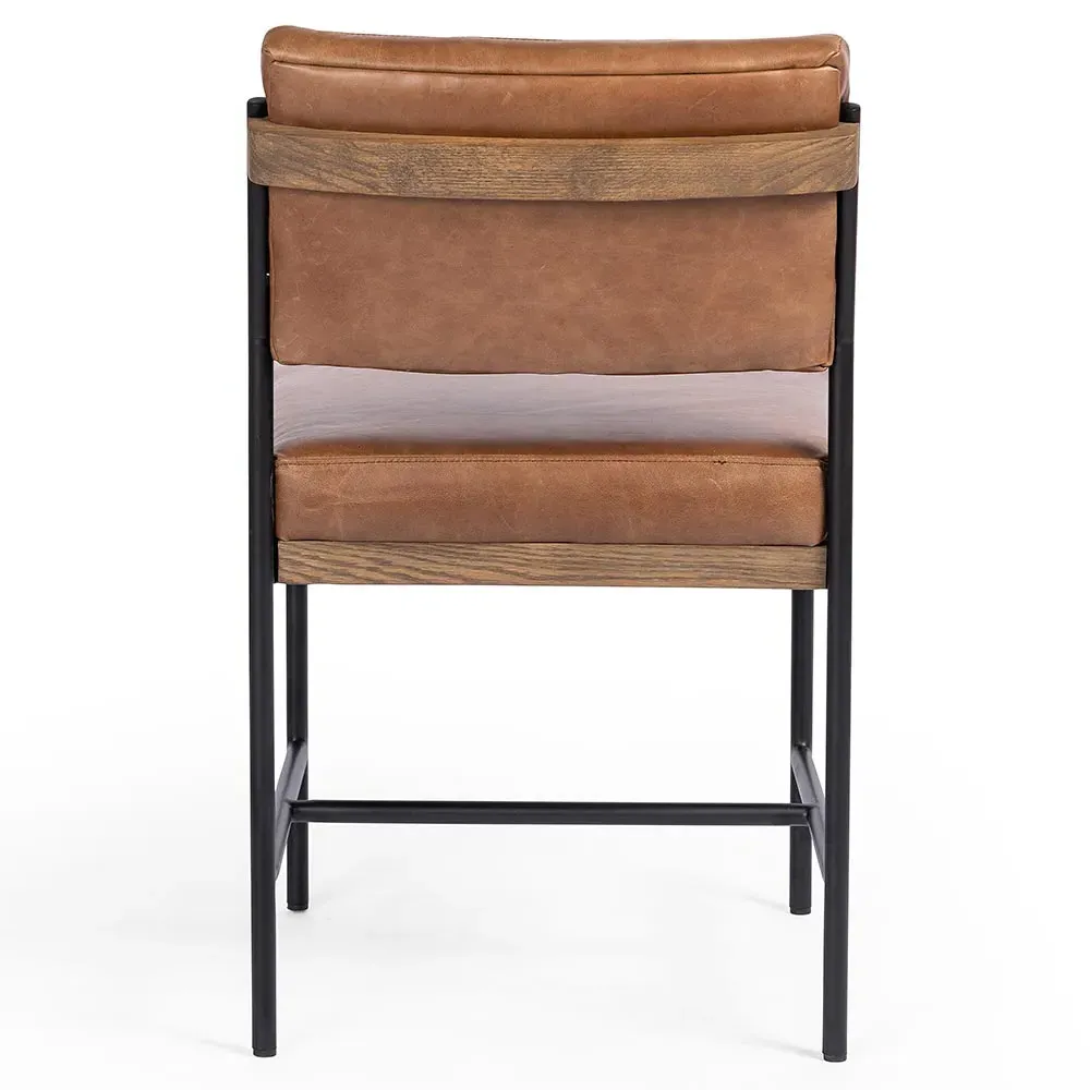 Ellie Dining Chair - Brown, Leather