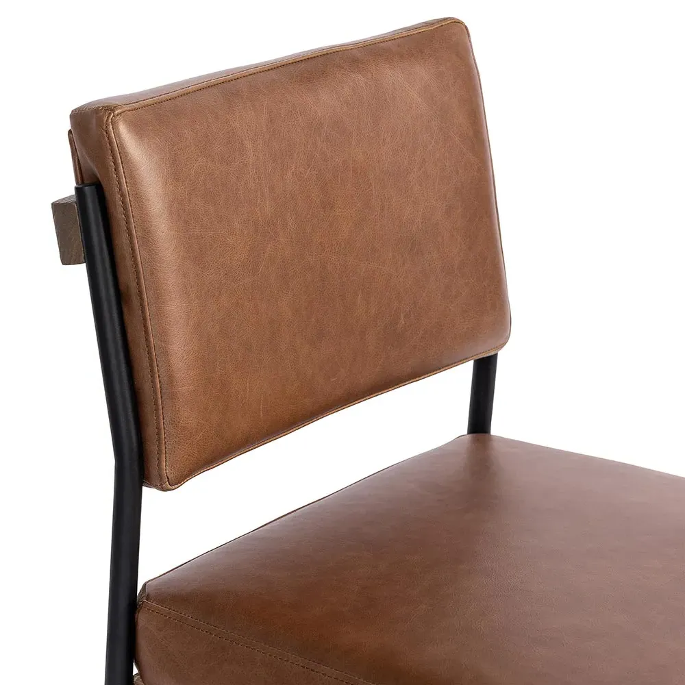Ellie Dining Chair - Brown, Leather
