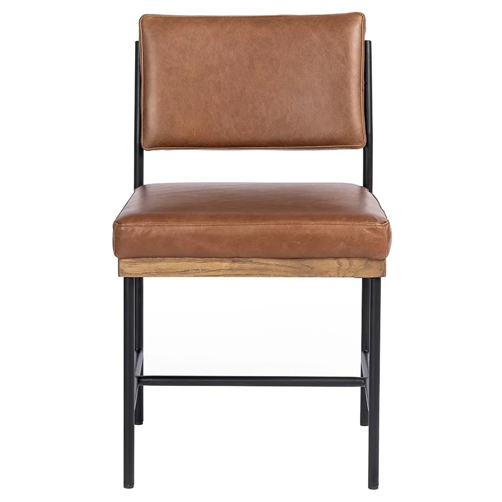 Ellie Dining Chair - Brown, Leather