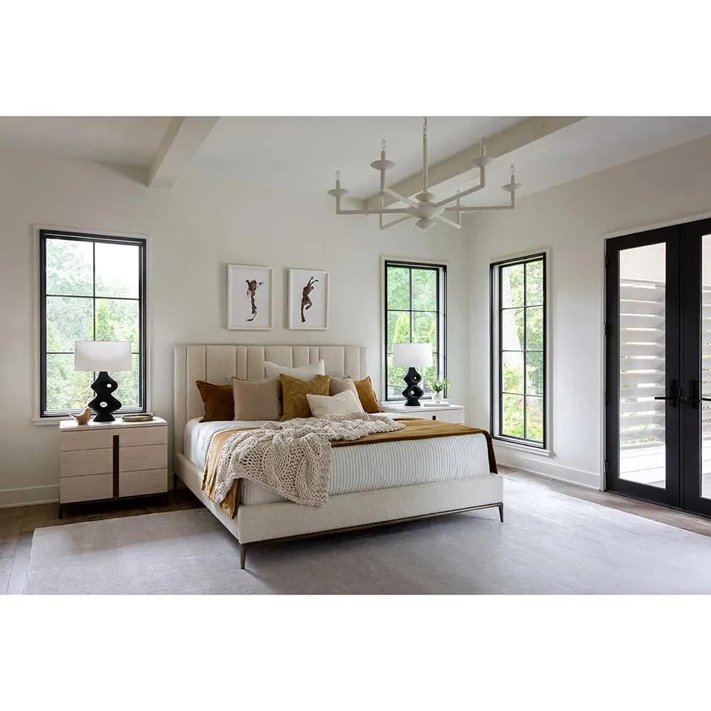 Ellie King Size Tufted Bed - White, Metal