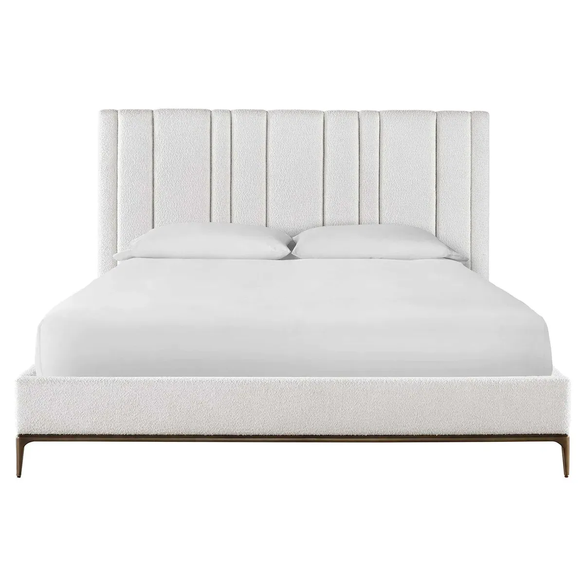 Ellie King Size Tufted Bed - White, Metal