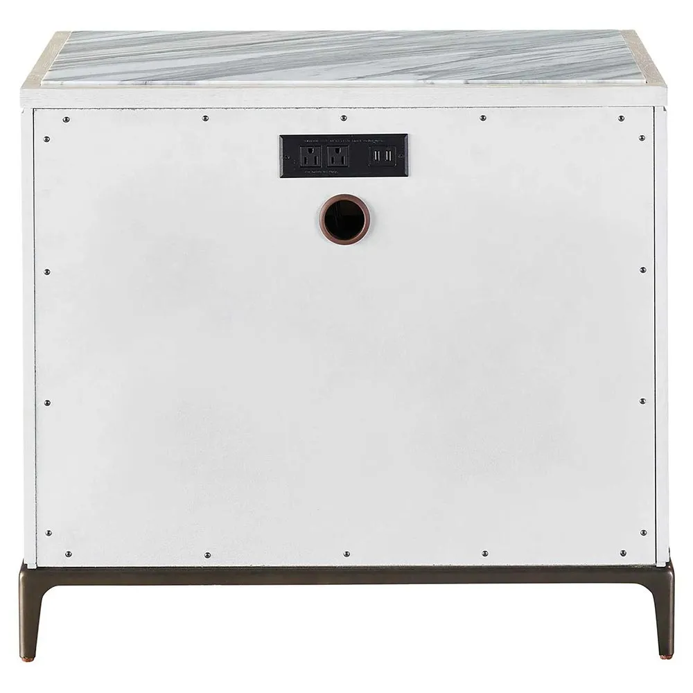 Ellie Nightstand - White Marble, Oak Wood