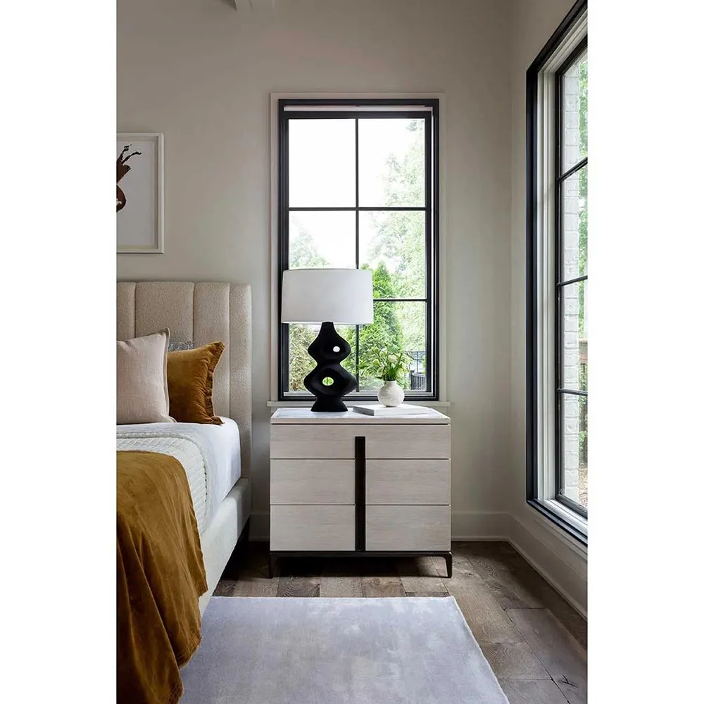 Ellie Nightstand - White Marble, Oak Wood