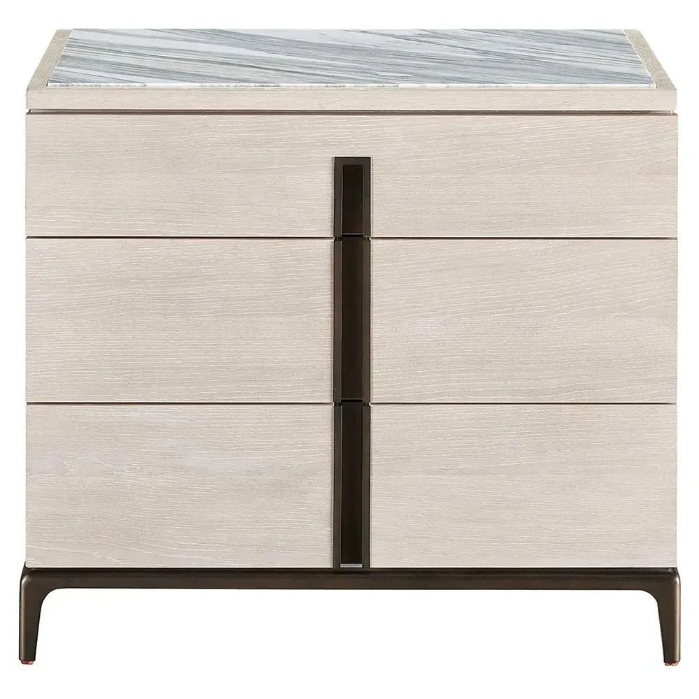 Ellie Nightstand - White Marble, Oak Wood image