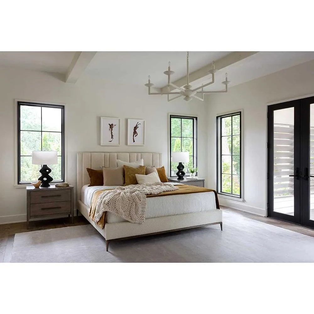 Ellie Queen Size Tufted Bed - White, Metal