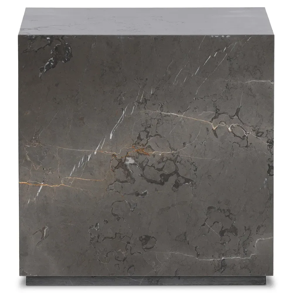 Ellie Square End Table - Grey, Marble