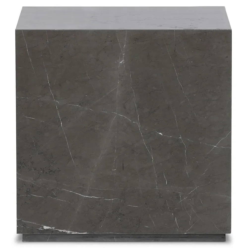 Ellie Square End Table - Grey, Marble