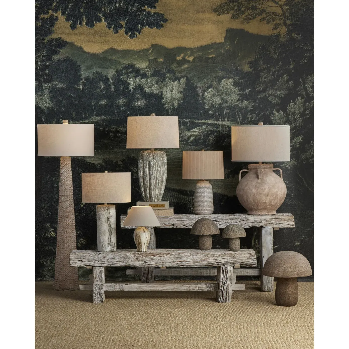 Elliot Column Floor Lamp - Whitewash, Water Hyacinth