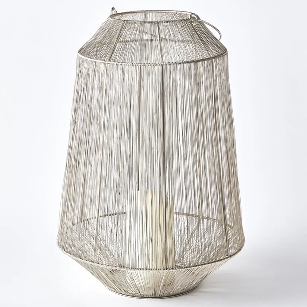 Elliot Large Lantern Candle Holder - Silver, Iron