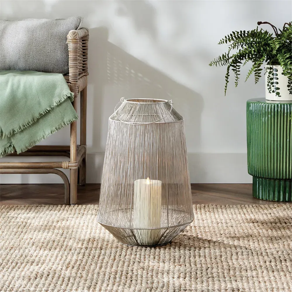 Elliot Large Lantern Candle Holder - Silver, Iron