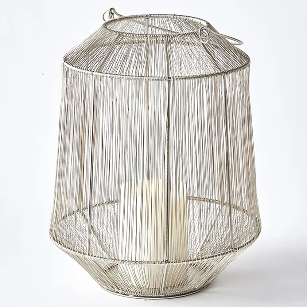 Elliot Small Lantern Candle Holder - Silver, Iron