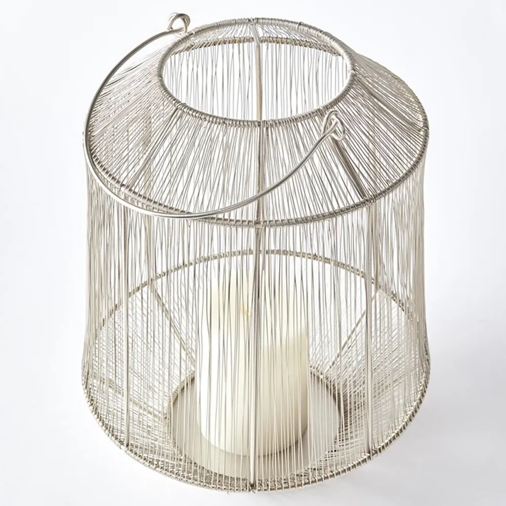 Elliot Small Lantern Candle Holder - Silver, Iron