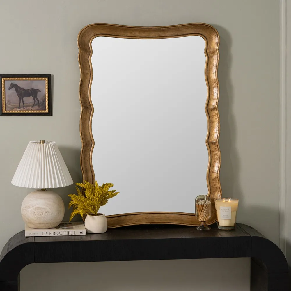 Elliren Wavy Frame Wall Mirror - Gold