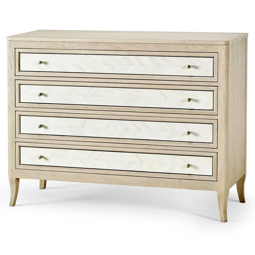 Ellis Bachelor Chest with Bone Inlay - Brown, Oak