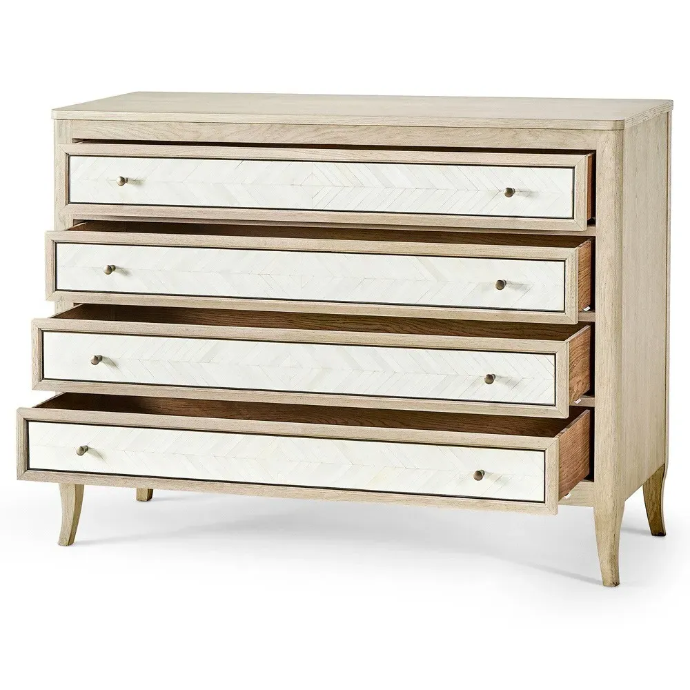 Ellis Bachelor Chest with Bone Inlay - Brown, Oak