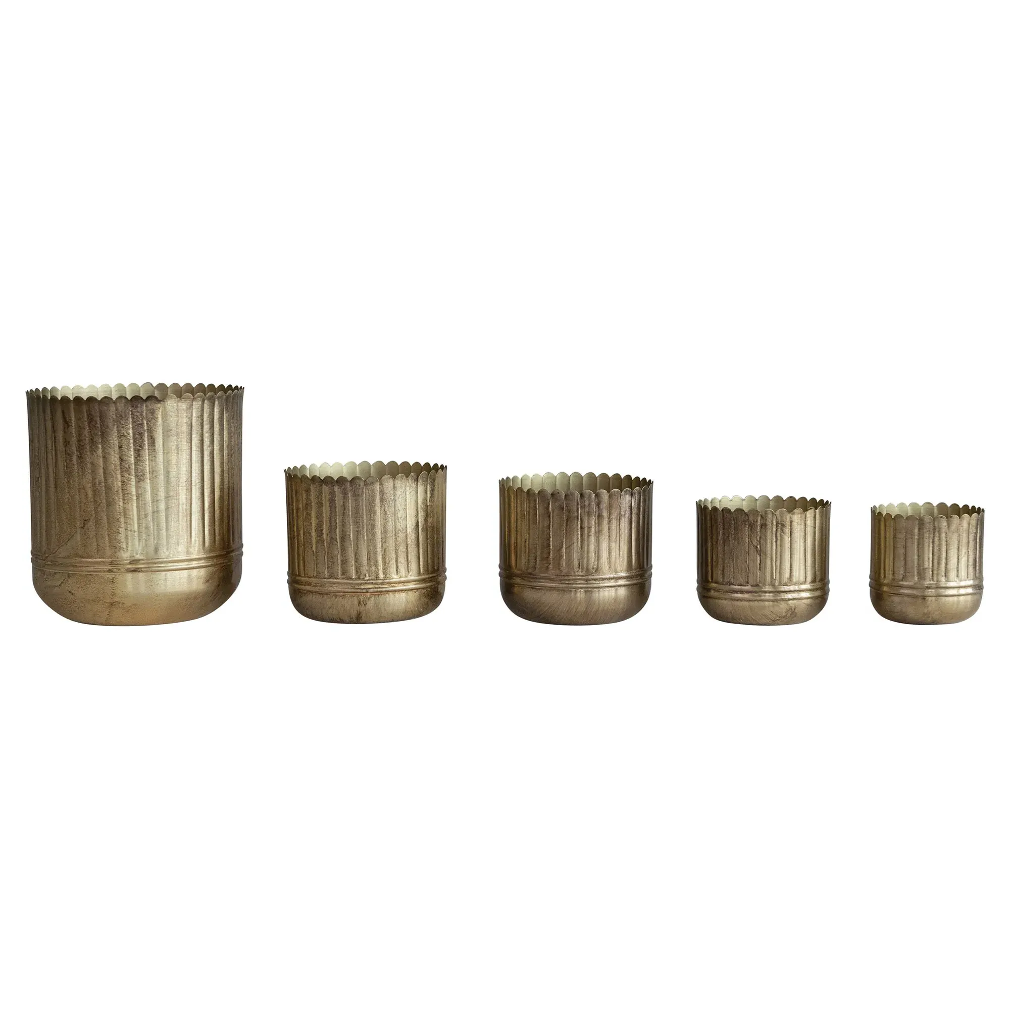 Ellison Scalloped Decorative Planter Set of 5 - Antique Gold, Iron image