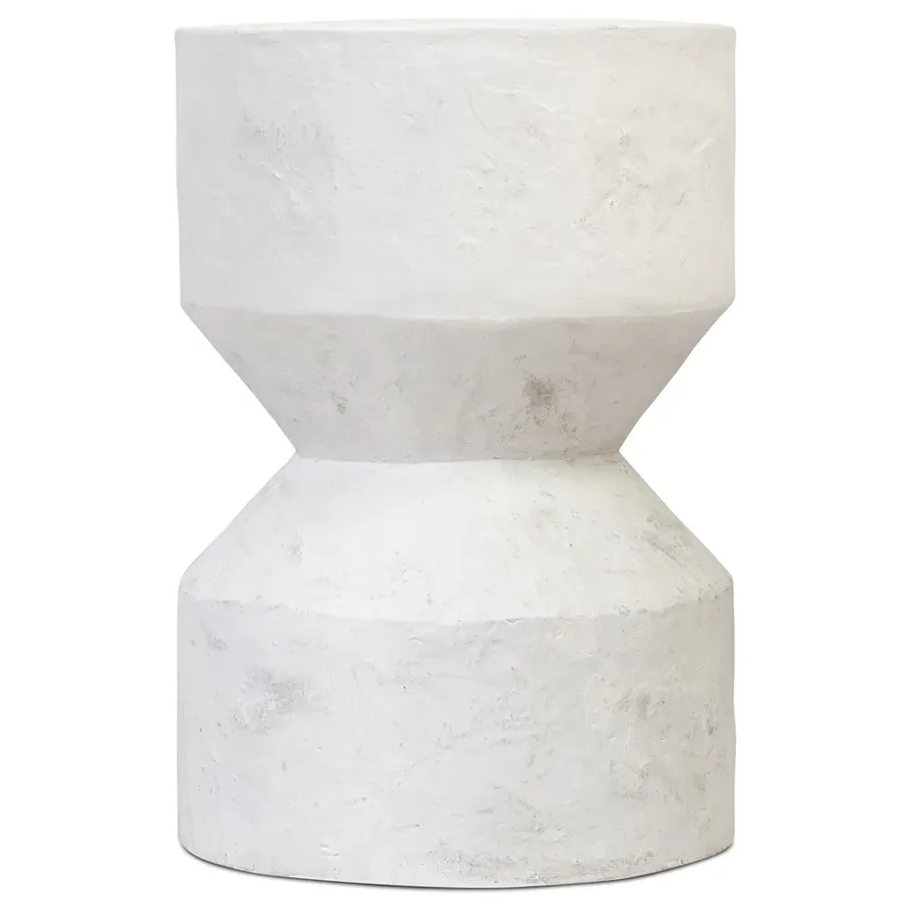 Ellory Round Outdoor Drink Table - Off White, Concrete