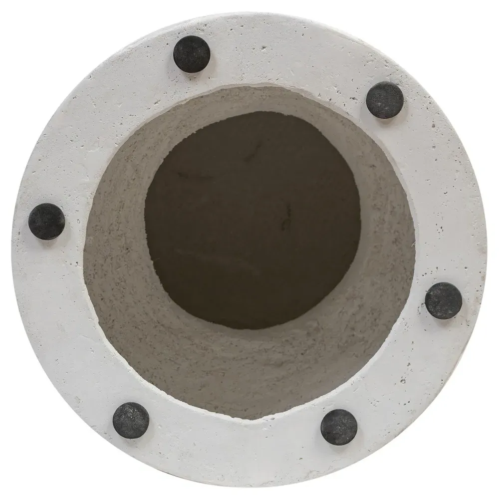 Ellory Round Outdoor Drink Table - Off White, Concrete