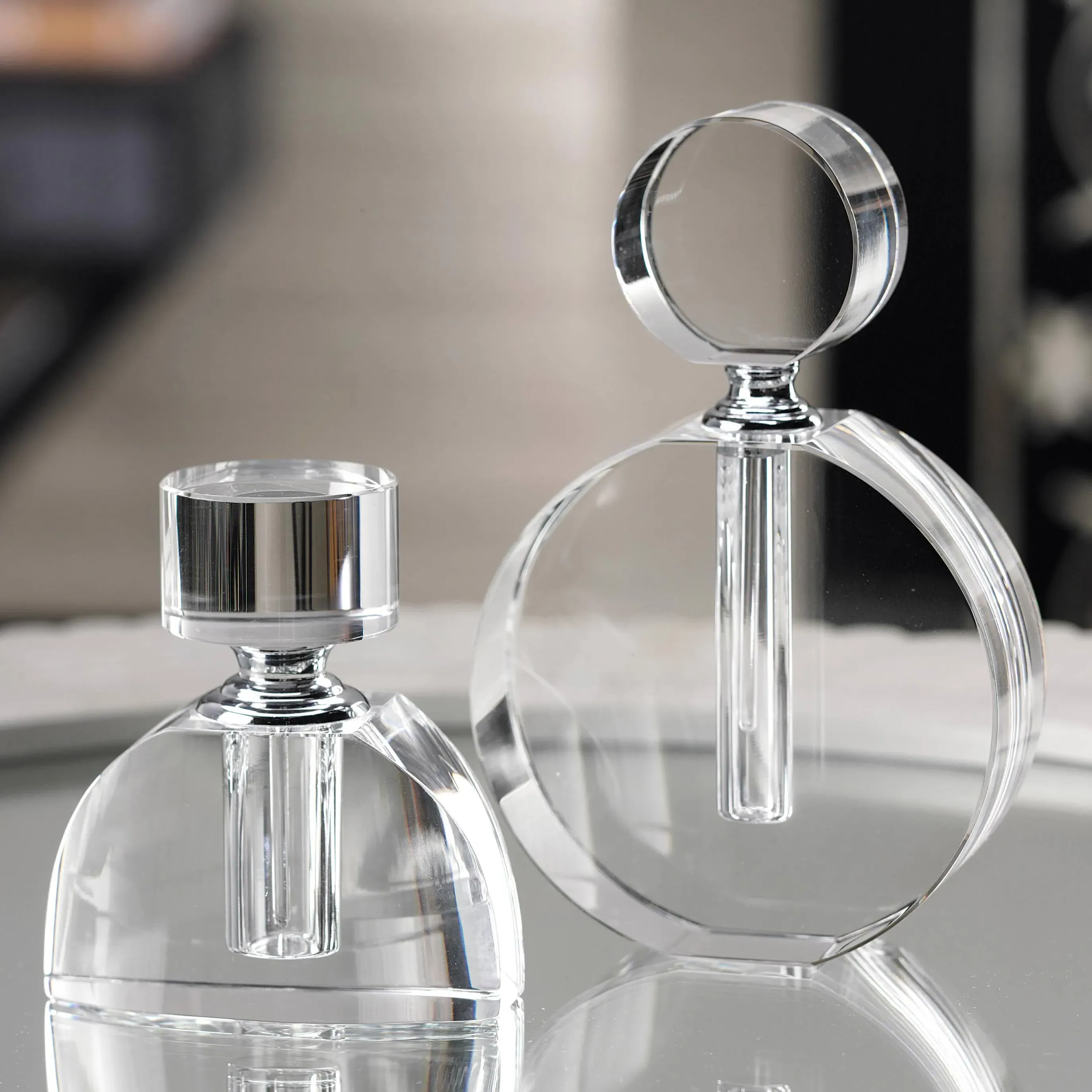 Elly 6" Double O Glass Perfume Bottle - Clear