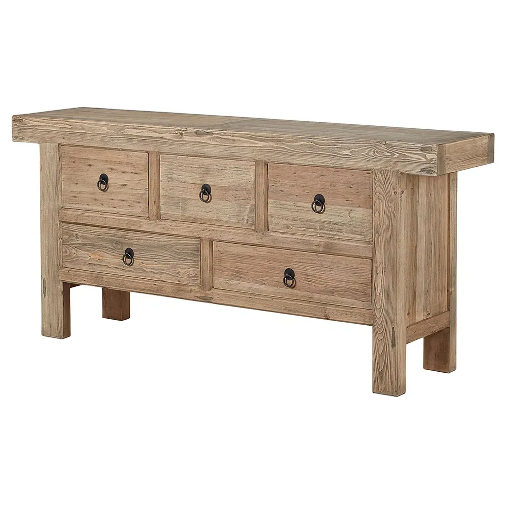 Elma 5-Drawer Buffet - Brown, Pine Wood