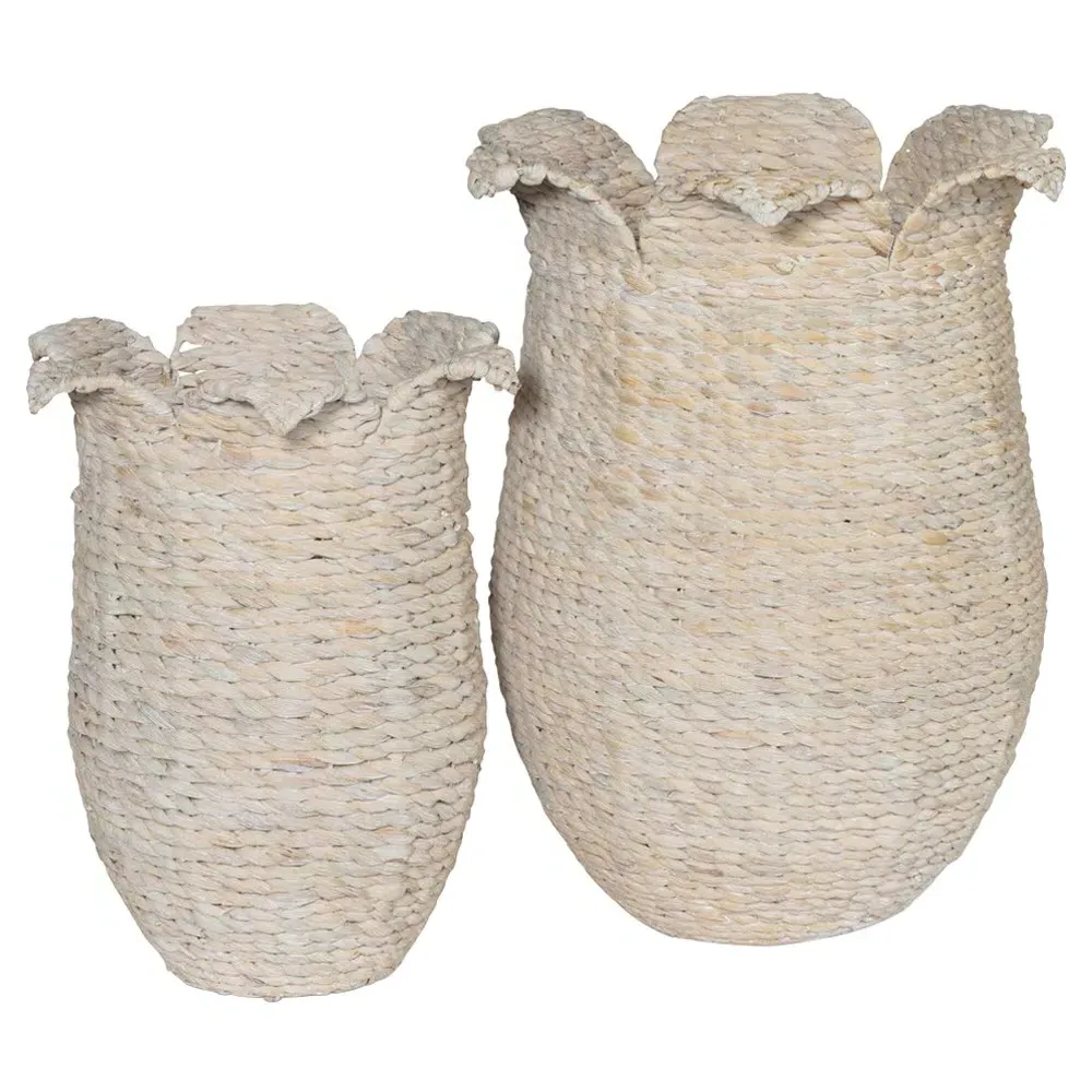 Elodie Water Hyacinth Floor Basket Set - Whitewash image