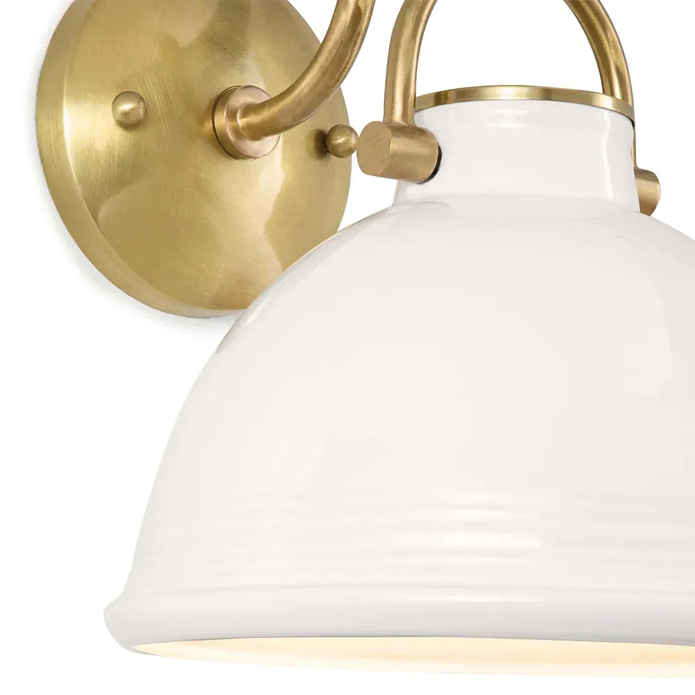Eloise Ceramic Brass Accent Sconce - White