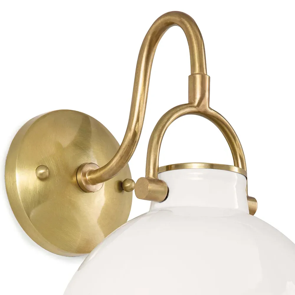 Eloise Ceramic Brass Accent Sconce - White