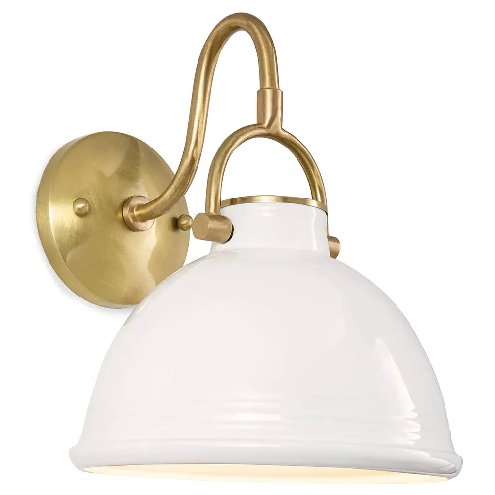 Eloise Ceramic Brass Accent Sconce - White image