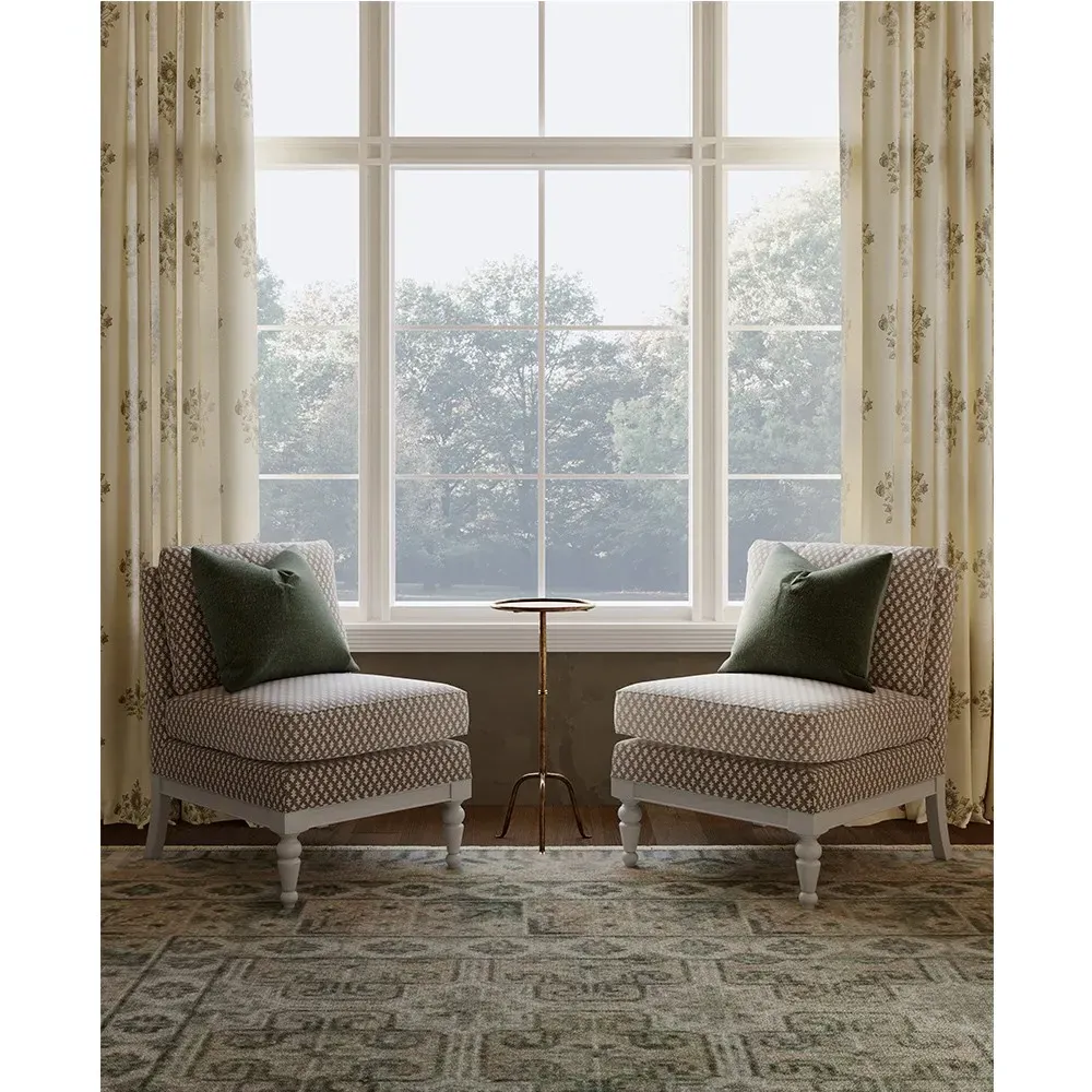 Eloise French Country Slipper Chair - Brown, Cotton Linen