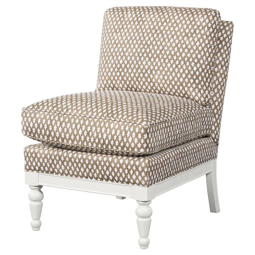 Eloise French Country Slipper Chair - Brown, Cotton Linen image