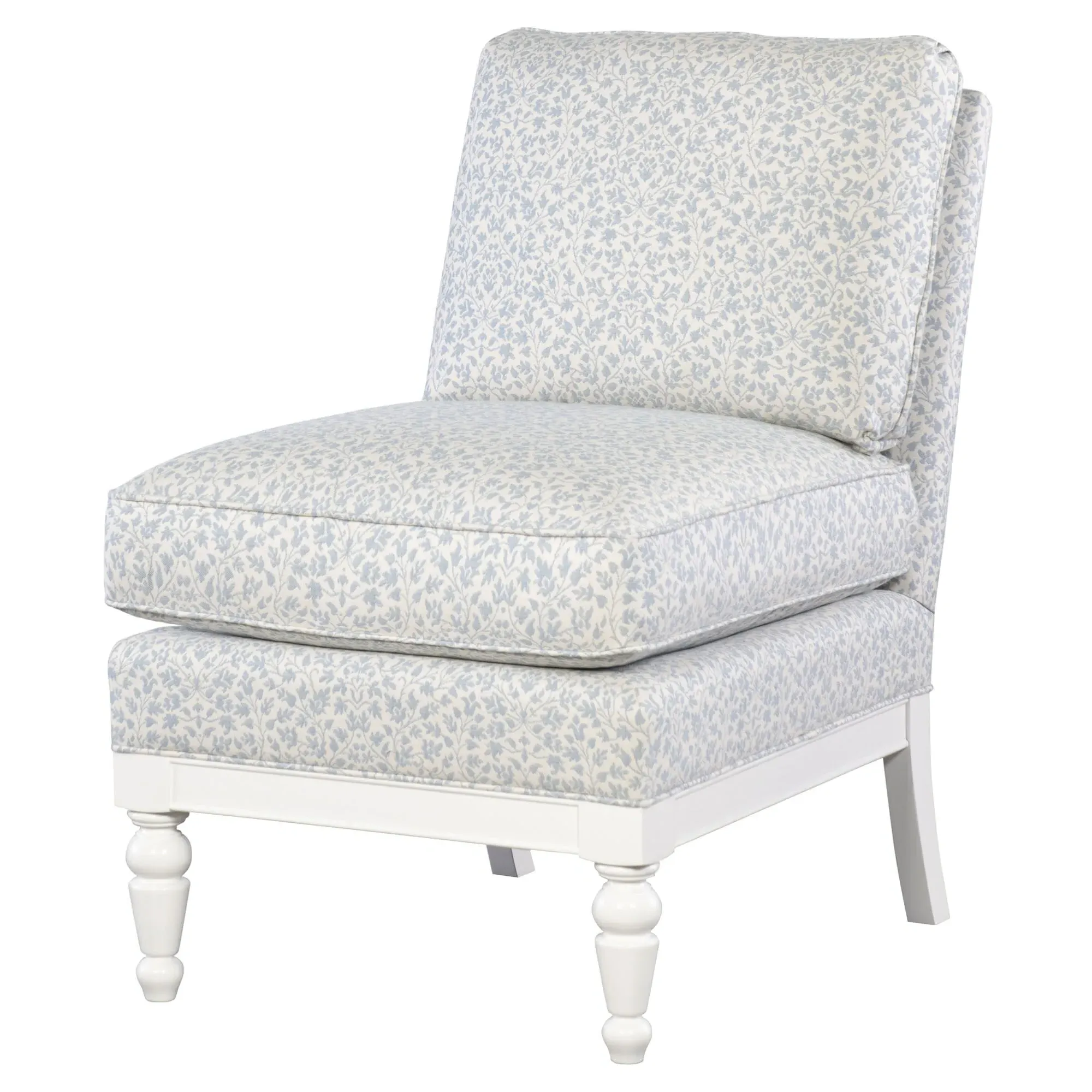 Eloise French Country Slipper Chair - White, Sunbrella