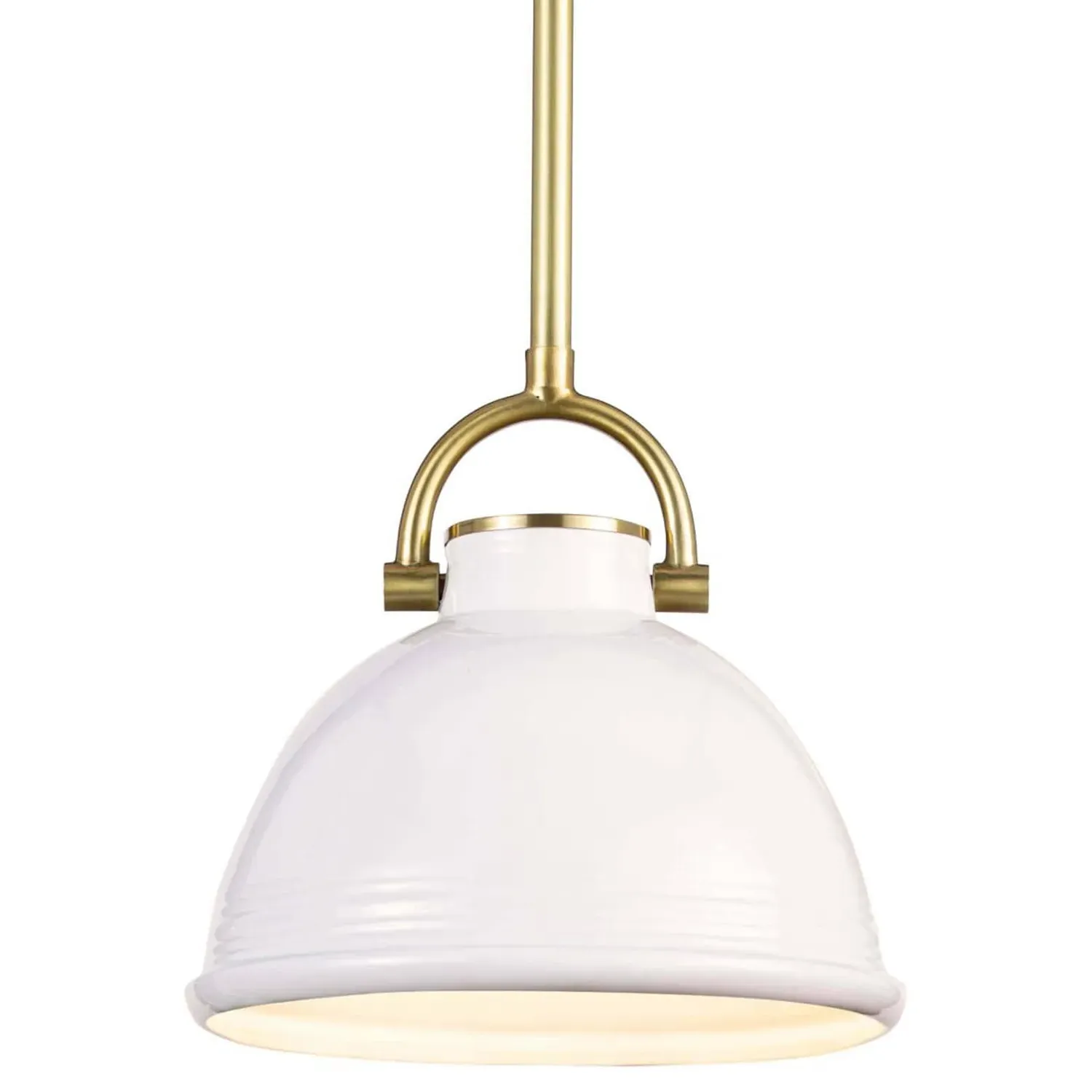 Eloise Small Ceramic Brass Accent Pendant - White
