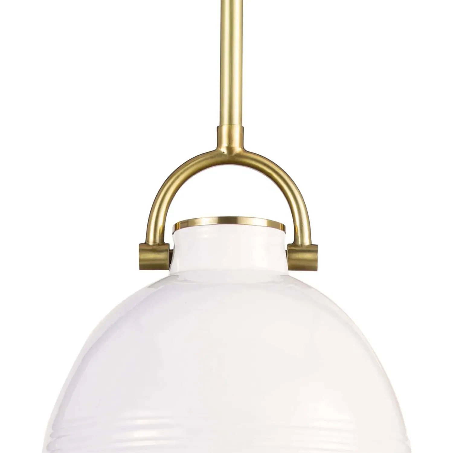 Eloise Small Ceramic Brass Accent Pendant - White