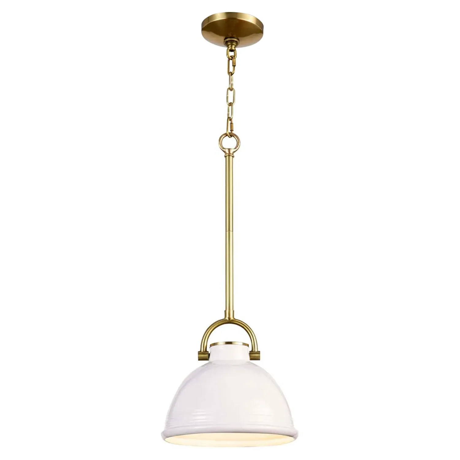 Eloise Small Ceramic Brass Accent Pendant - White