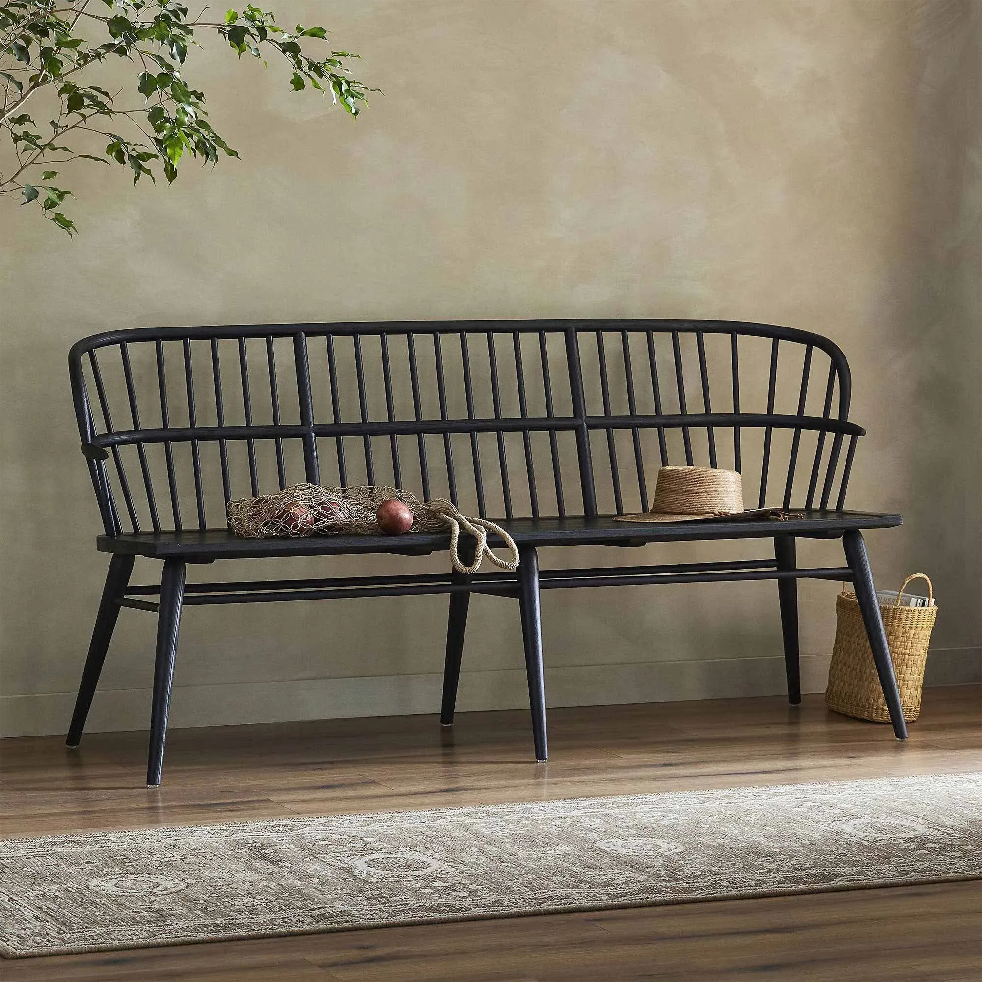 Elora Windsor Bench - Black, Ash Wood