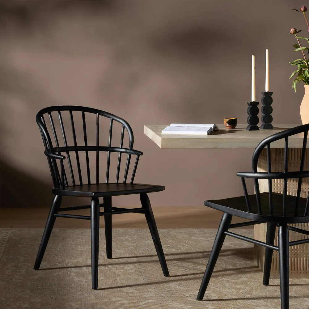 Elora Windsor Dining Chair - Black, Ash Wood