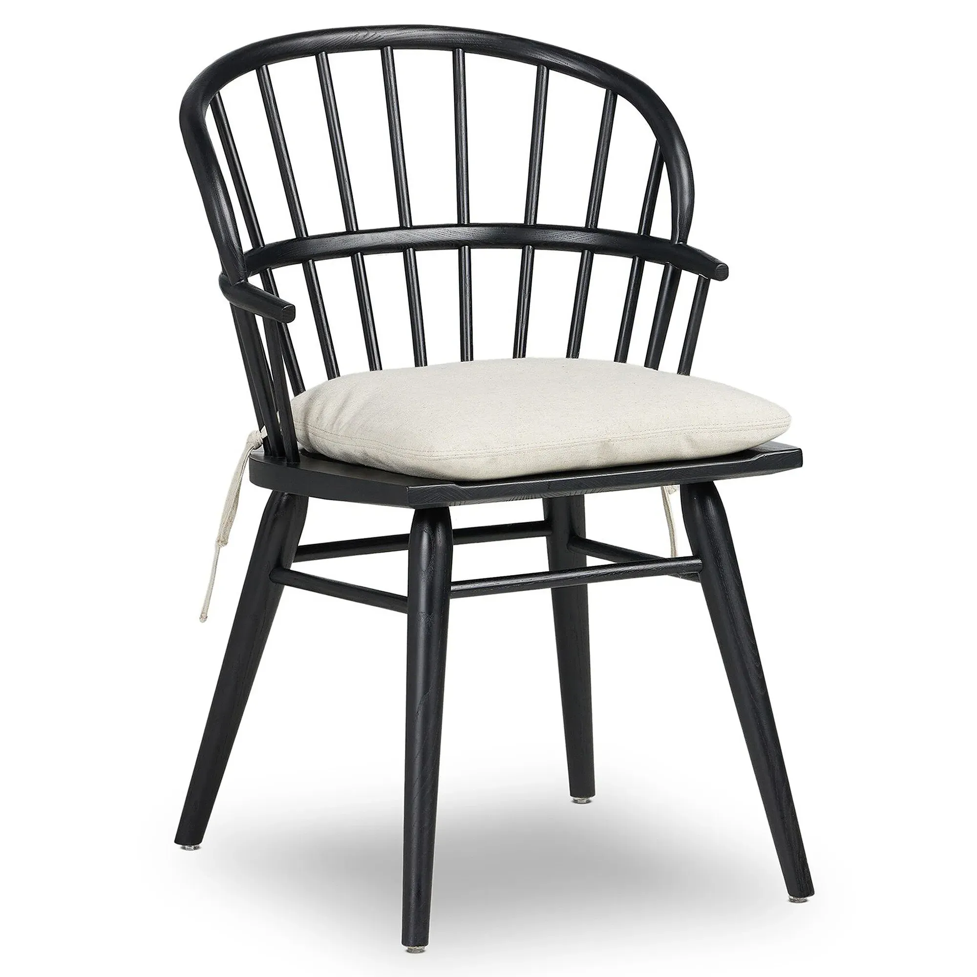Elora Windsor Dining Chair with Cushion - Black, Ash Wood