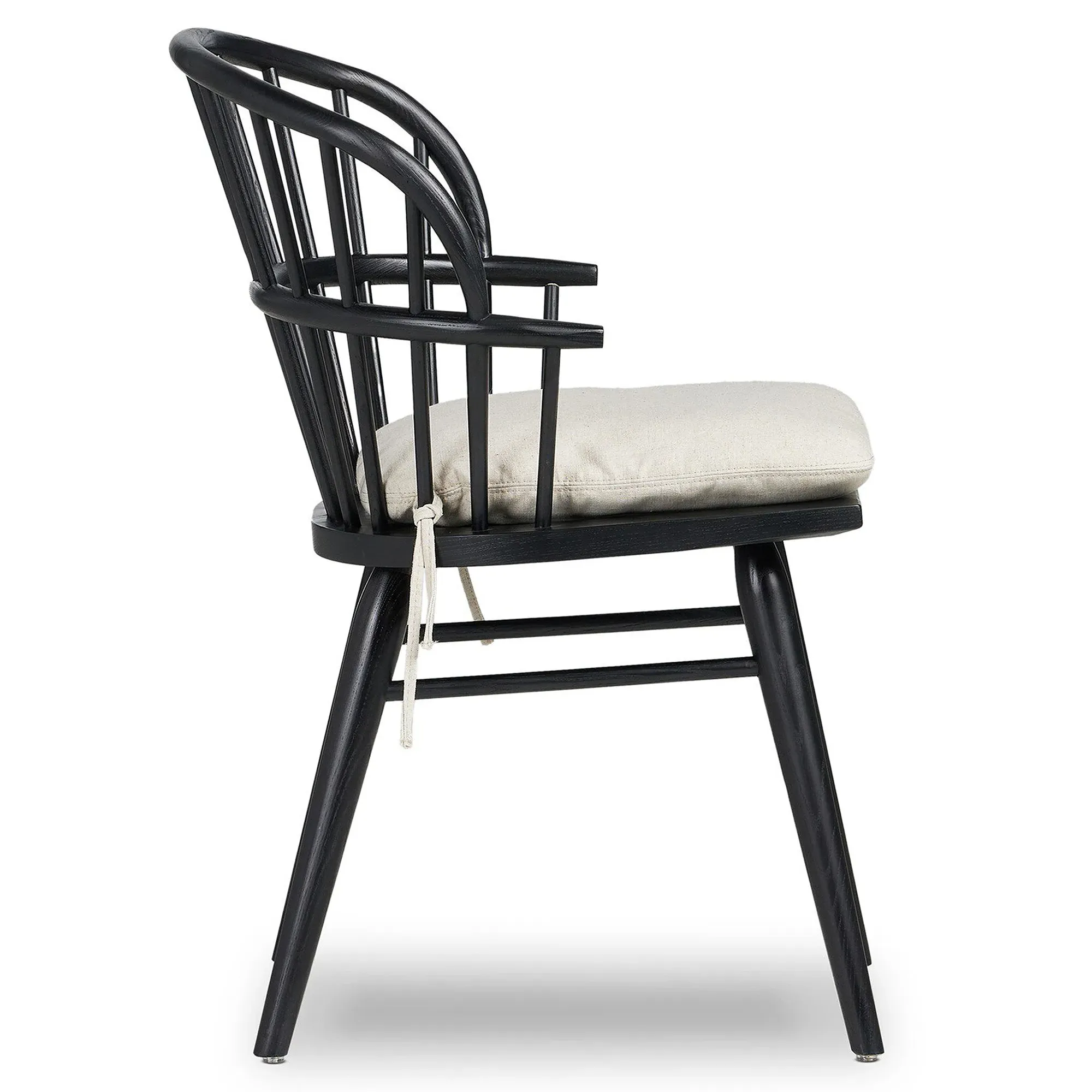Elora Windsor Dining Chair with Cushion - Black, Ash Wood