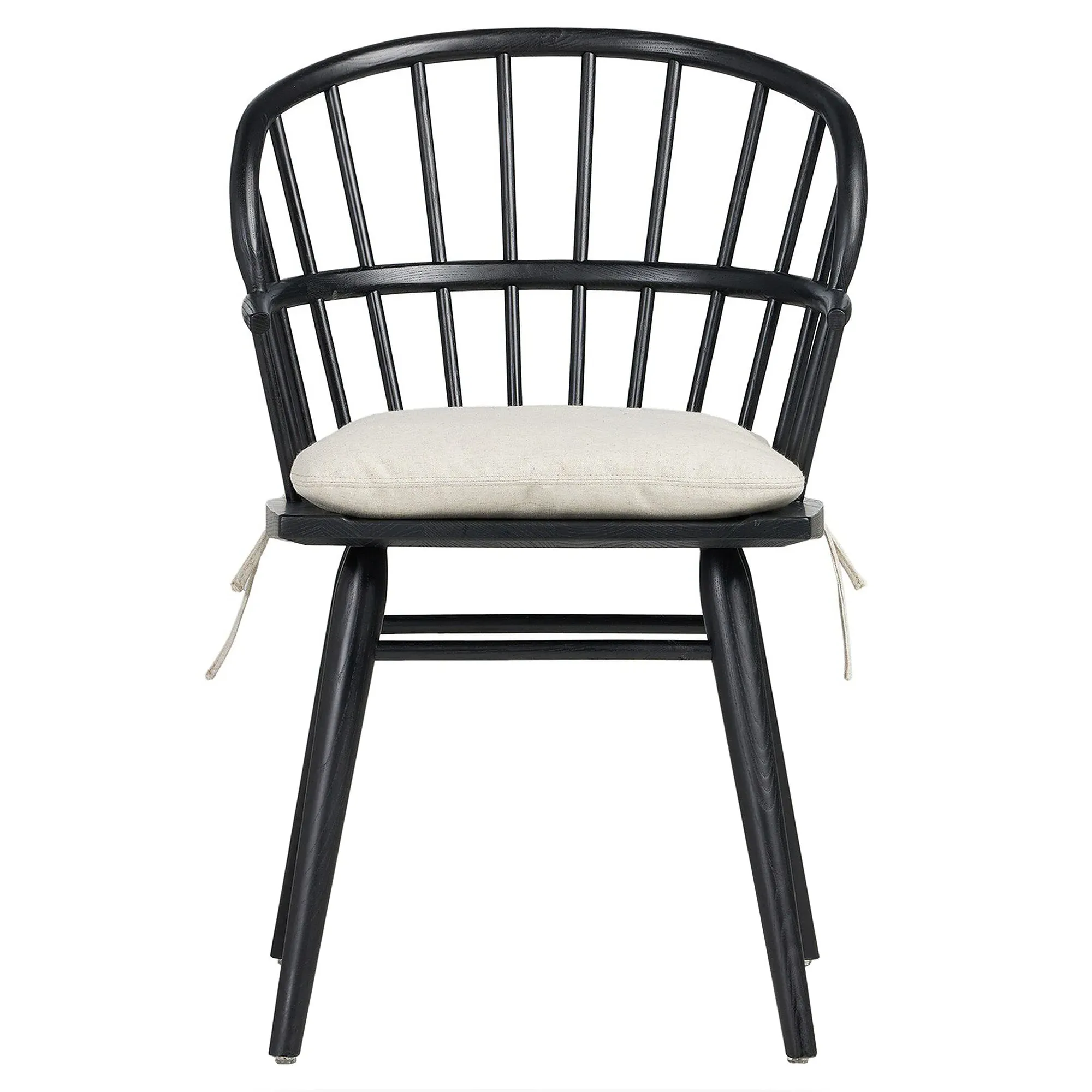 Elora Windsor Dining Chair with Cushion - Black, Ash Wood