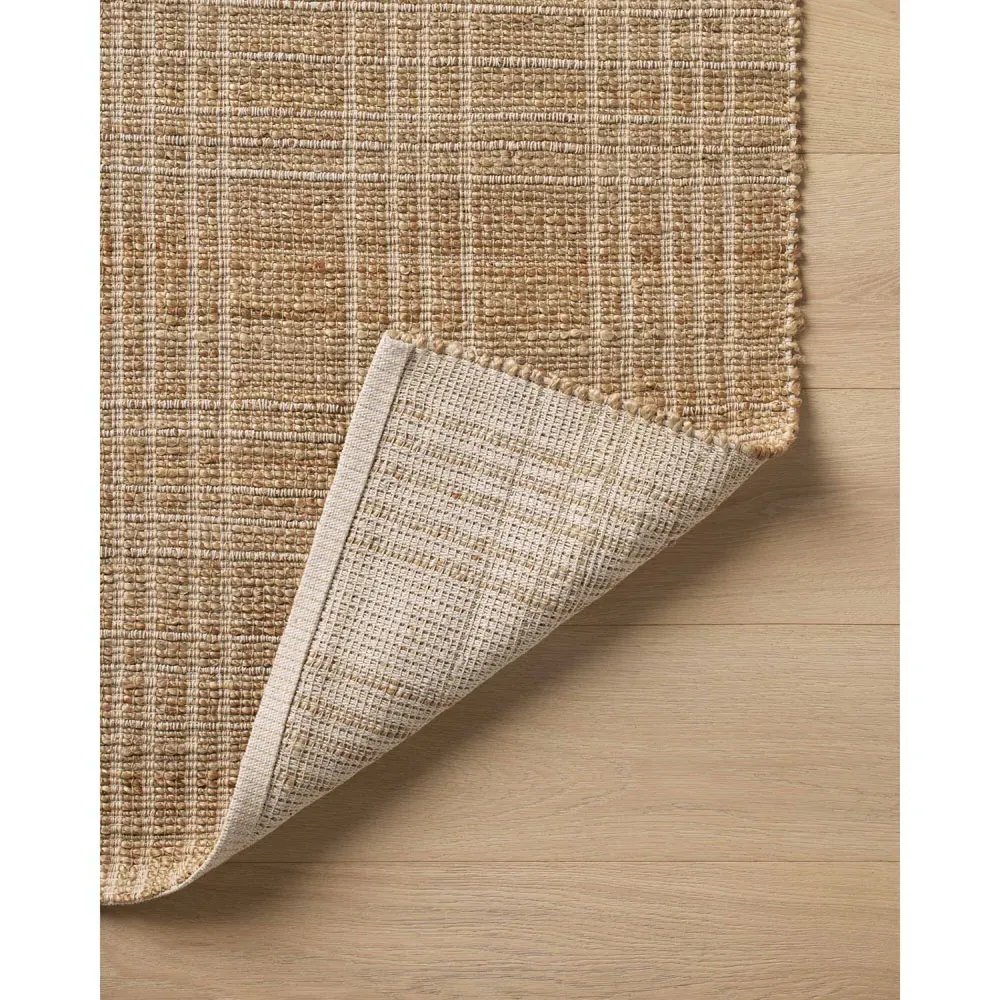 Eloria Plaid Patterned Jute Rug - Natural