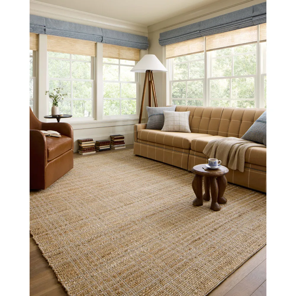 Eloria Plaid Patterned Jute Rug - Natural
