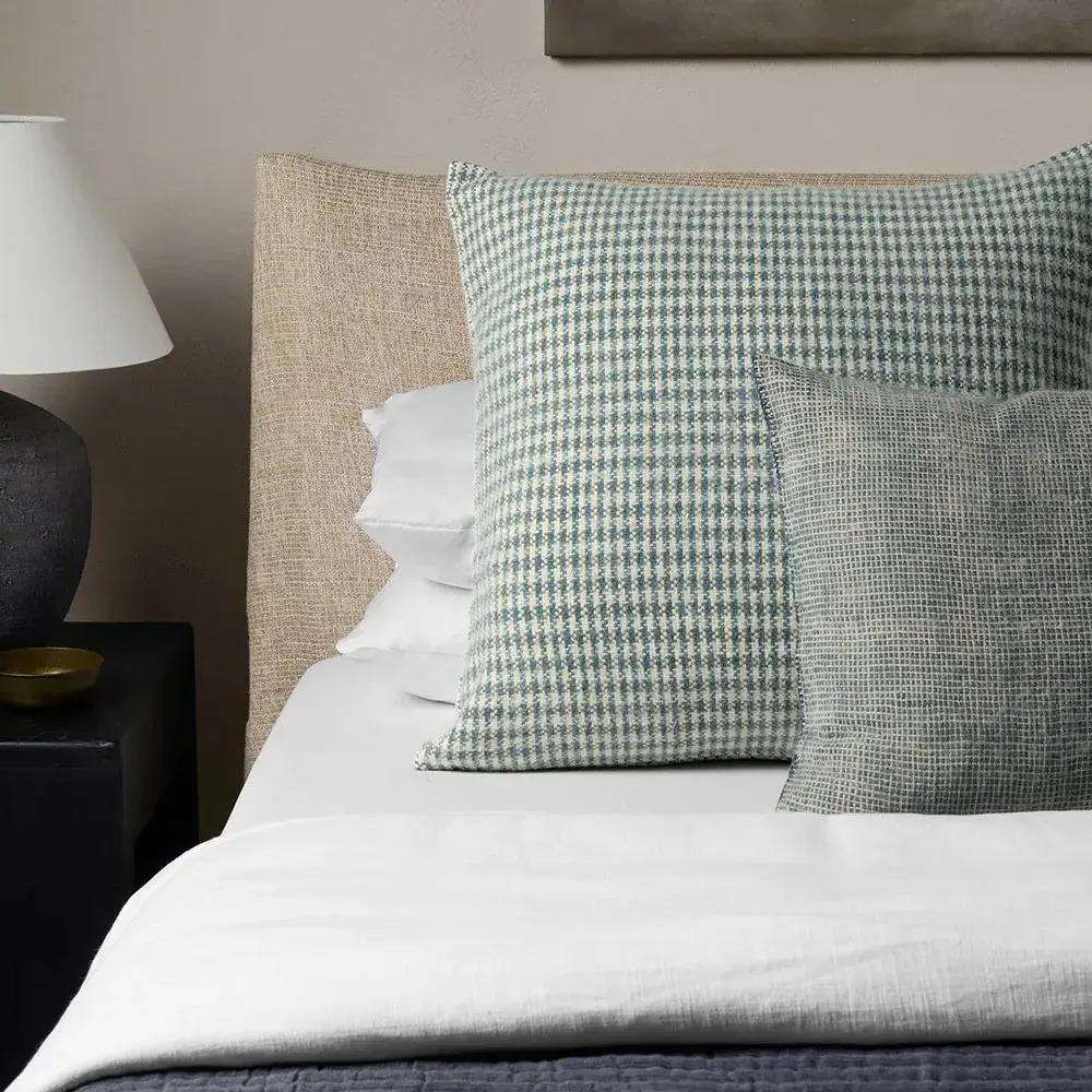 Elowen Gingham Throw Pillow - Green, Wool