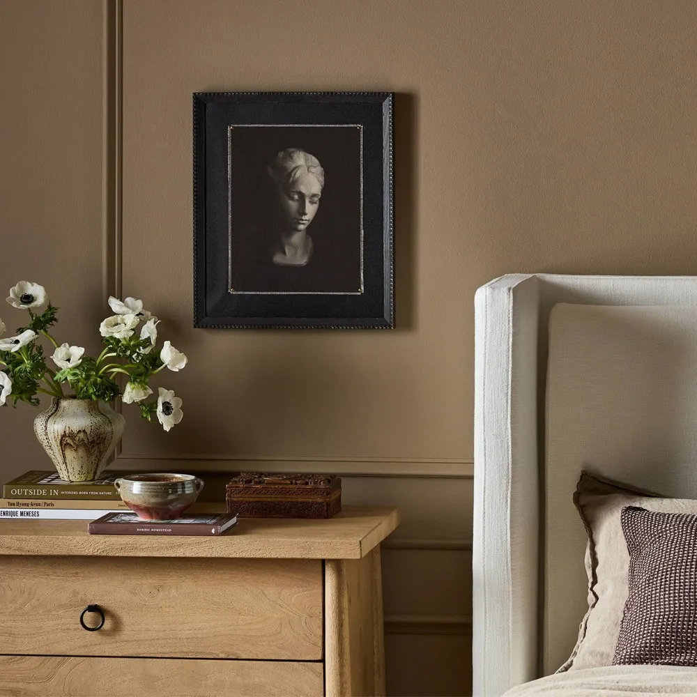 Elowen Portrait Weathered Pine Frame Painting - Black