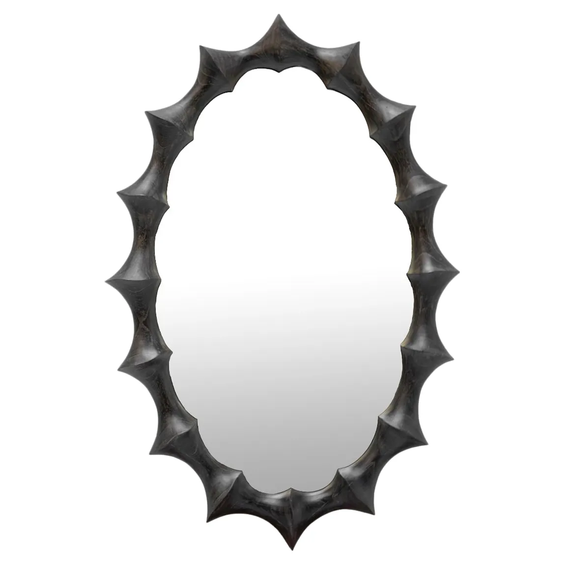 Elowyn Oval Spike Wall Mirror - Black, Wood image