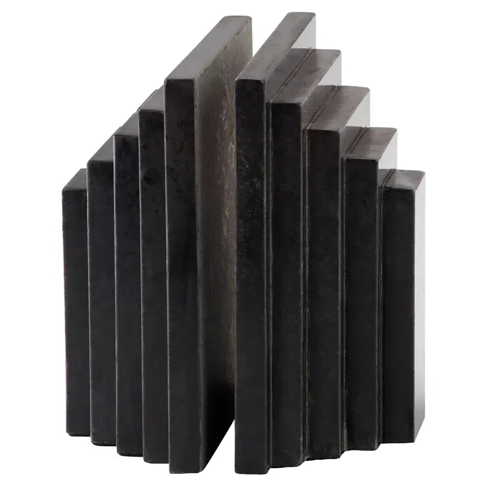Elroe Paneled Bookends - Black, Marble image
