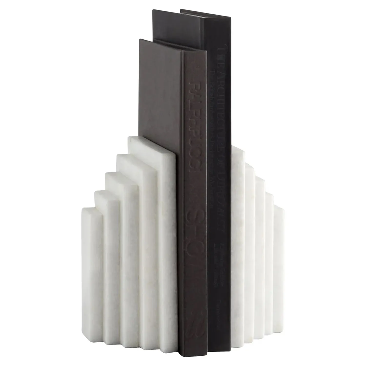 Elroe Paneled Bookends - White, Marble