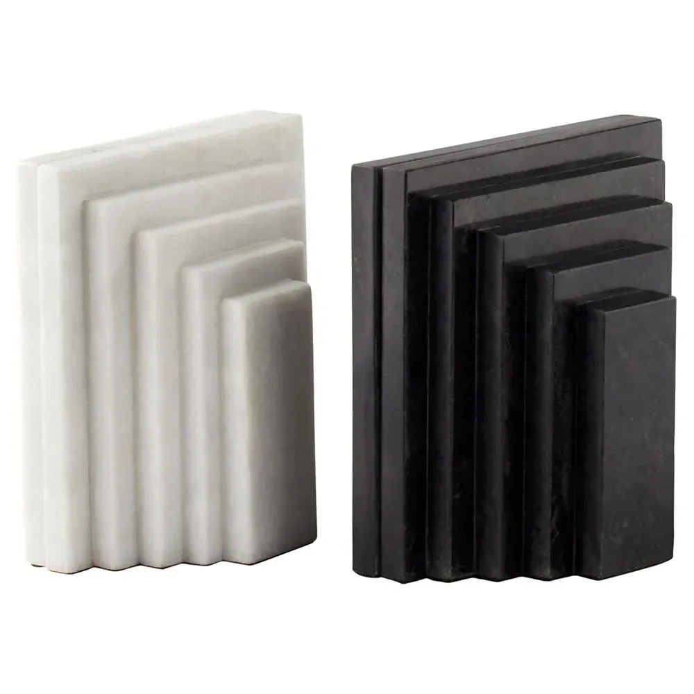 Elroe Paneled Bookends - White, Marble